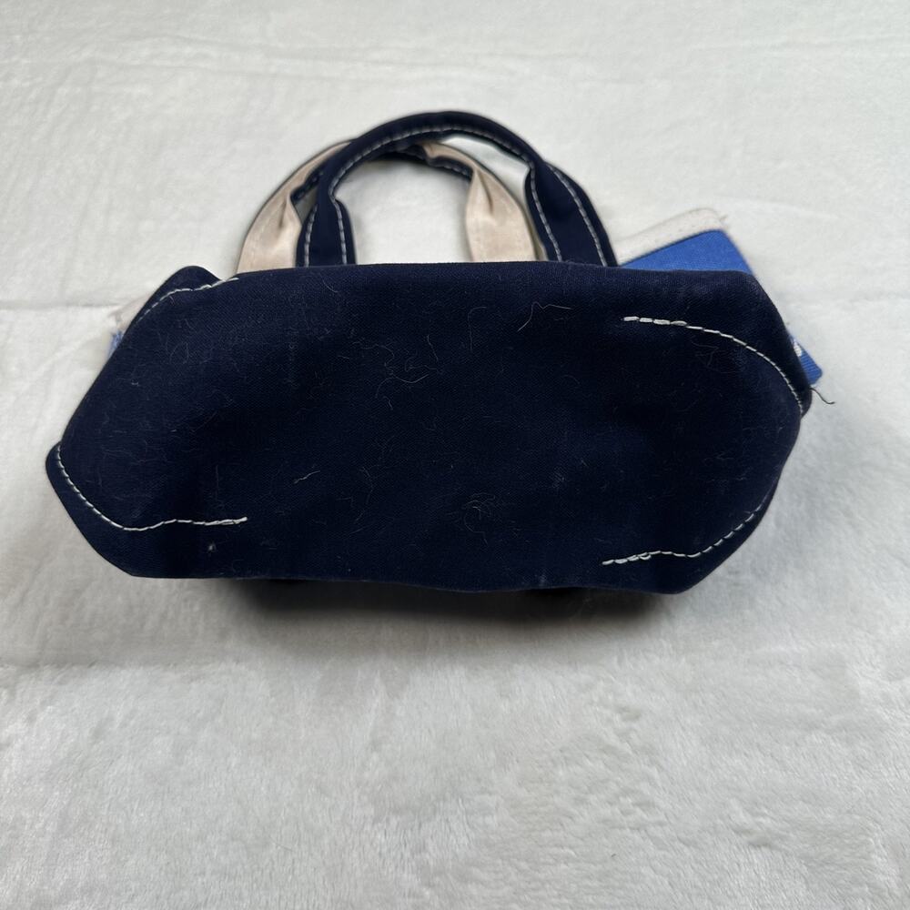 LL Bean Boat & Tote Blue with White Snowflake Canvas Double Handle Mini Tote Bag - Picture 7 of 13